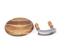 pour mezzaluna à Double pour Lame en Acier avec Planche en pour bois - Hachoir Courbe pour Herbes et Légumes - pour couteau Cuisine Pro