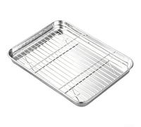 pour plateau de Cuisson Acier Inoxydable avec Grille - Ensemble Plaque à Biscuit et Rack de Refroidissement pour Four - 23x17cm(23 * 17cm)