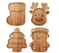pour plateau pour bois Noël 4 Design Sapin Renne - pour plateau Décoratif Rustique en Acacia pour Apéritif Fromage Centre de Table Maison