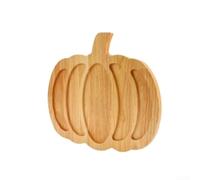 pour plateau pour service pour bois Citrouille pour fête Design (small) | citrouille unique, 4 compartiments pratiques, finition pour bois naturel, pour idéal pour snacks et fromages, taille 29x22cm