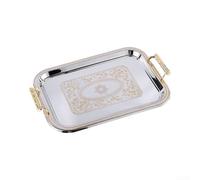 pour plateau Rectangulaire Embossé pour fleur en Acier Doré | Acier inoxydable massif, finition dorée luxueuse, résistant à la rouille, pour idéal catering, quotidien