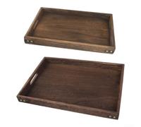 pour plateau Rectangulaire en pour bois Massif Finition Sombre | pour bois massif , finition sombre, poignées ergonomiques, pour bord surélevé, pour idéal pour thé et snacks