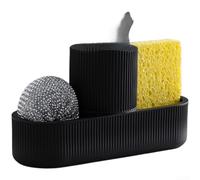 pour Pompe Une Main 280ml Débordement pour Pompe Une Main 280ml | Support éponge inclus, design -en-un, finition noire, pour idéal pour évier, pour facile à nettoyer