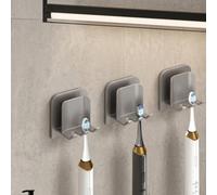 pour porte Brosse à Dents Mural Tout-en-Un pour Famille avec Rangement Rasoirs Cosmétiques Fixation Adhésive Solide pour accessoire Hygiénique Gris