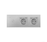 pour prise Double Sortie Verre Trempé LED Indicateur Statut(grey) | Compatible pour alexa Google, commande vocale mains libres, pour siri Raccourcis, maison connectée facile