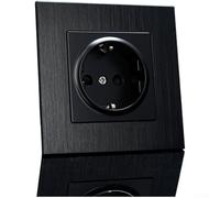 pour prise Électrique Brossée 16A Résistante Feu 600°C pour(Black) | pour aluminium brossé élégant, obturateur sécurité enfant, norme EU 16A 250V, panneau 3mm pour robuste, design moderne