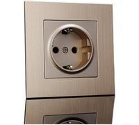 pour prise Électrique Brossée 8.6cm Résistante Feu pour prise(Gold) | Volets de sécurité intégrés, protection enfant, conforme normes UE, design brossé pour premium, 16A robuste