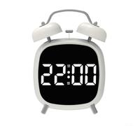 pour réveil Double Cloche LED 4 Pouces Son Fort pour réveil | Sonnerie mécanique 70dB, double cloche classique, réveille les dormeurs profonds, design retro(White)