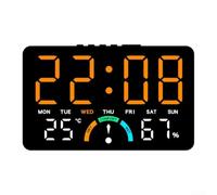 pour réveil Électronique LED Géant Indicateur Hygromètre Thermomètre, Écran Large Lisible, Fonction Confort Ambiance, Design Simple pour Salon, Dimensions 16x3.3x10cm(orange)