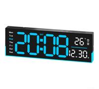 pour réveil Mural LED 32cm Fonction Date et Semaine Inclus (A) | Mouvement silencieux, lumière RGB ajustable, ambiance personnalisée, pas de tic-tac, nuit paisible