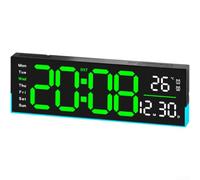 pour réveil Mural LED 32cm Minuteur Compte à Rebours 99min (B) | Écran LED clair, lecture pour facile, pour affichage température, date, semaine, pour alarme intégrée, design moderne