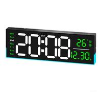 pour réveil Murale Digital 32cm Fonction Minuteur 99min pour(F) | Lumière ambiante RGB, couleurs multiples, pour luminosité réglable, ambiance personnalisée, silence total