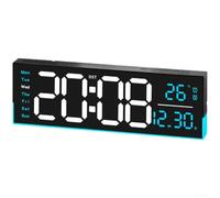 pour réveil Murale LED 32cm Minuterie Compte à Rebours 99min(E) | Mouvement silencieux, pour zéro tic-tac, lumière RGB adjustable, ambiance personnalisée, pour idéal chambre