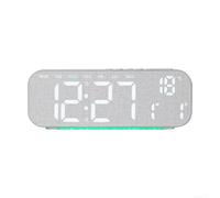 pour réveil Numérique Grand Écran LED avec Finition pour bois, Horloge de Table Murale pour affichage Température Date pour jour, 4 Niveaux pour luminosité Réglable, Veilleuse Ambiante 5 Couleurs (D)