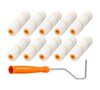 Pour rouleau de peinture 10 texturés en microfibre avec manche | Kit petit rouleau peindre murs plafond panneau plâtre sol maison salon salle de bain mastic pour joints Couverture bord