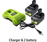 Pour Ryobi 18V One+, Adaptateur batterie lithium 6A, 2 batteries + 1 chargeur, P107/RB18L50/RB18L20/P108, autre couleur