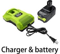 Pour Ryobi 18V One+, batterie de rechange Li-Ion + chargeur 6A, 1 batterie 1 chargeur, compatible avec P107 RB18L50 RB18L20 P108, jaune