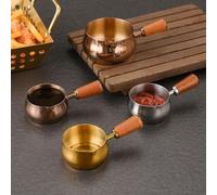 Pour saucière en acier inoxydable 304 120 ml avec poignée en bois, bol à sauce résistant à la chaleur pour trempette et vinaigrette, pour saucière robuste pour cuisine et restaurant, argent (or)