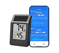 pour Smart PV - Hygromètre numérique solaire - Thermomètre sans fil - Fonctionne à l'énergie solaire - Avec sauvegarde - 3 x AA - Mesure de température précise ± 0,5 °C (noir)