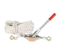 Pour Tracter Facilement : Treuil Tire-Fort Manuel 0 75 T avec Corde Polyester 30 48 m à Cliquet et 2 Crochets