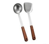 Pour ustensiles de cuisine Titan - Léger et robuste - Pour casseroles et | Pur pour le titane, poignées ergonomiques en bois, résistant à la chaleur, facile à nettoyer, passe au lave-vaisselle
