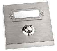 Poussoir de construction, simple, en laiton chromé, avec plaque nominative, 24 V