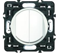 Legrand Interrupteur poussoir double Céliane – 6A, silencieux – Fabriqué en France – Blanc