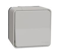 Poussoir étanche complet Mureva 1 poste blanc Schneider