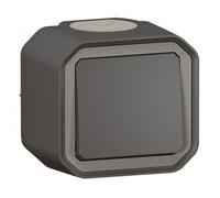 Bouton poussoir NO LEGRAND étanche Plexo Anthracite 10A IP55 IK08 livré complet pour fixation saillie