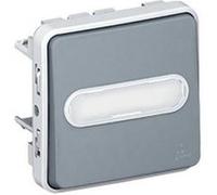 Poussoir NO lumineux avec porte-étiquettes Plexo IP55 - Composable saillie ou encastré - Gris Gris G