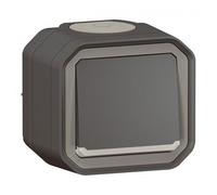 Bouton poussoir NO LUMINEUX avec voyant LEGRAND étanche Plexo Anthracite 10A IP55 IK08 livré complet pour fixation saillie