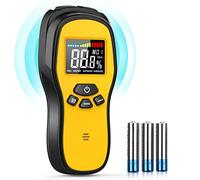 Povlen Humidimètre sans broche - Détecteur d'humidité numérique pour bois, cloison sèche, bois de chauffage, maçonnerie, plâtre, béton, bâtiment avec écran LCD, alarme sonore