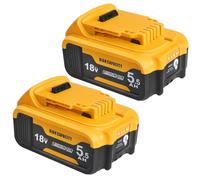 Powarobor 2X DCB184 18V 5,5Ah Batterie pour Dewalt 18V XR Outils | Idéal pour bricolage et jardin. Voyant LED de charge,Compatible avec batteries Dewalt DCB180 DCB182 DCB183 DCB200 DCB201