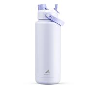 POWCAN Bouteille d'eau isotherme de 1200 ml avec paille 2-en-1 et couvercle à bec verseur, garde au froid 24 h, anti-fuite, sans BPA, bouteille d'eau à double paroi en acier inoxydable pour sport,