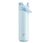 POWCAN Bouteille d'eau isotherme de 26 oz avec paille 2 en 1 et couvercle verseur, garde au froid 24 heures, s'adapte au porte-gobelet de voiture, bouteille d'eau en acier inoxydable (Sea Breeze)