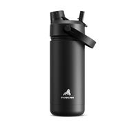 POWCAN Bouteille d'eau isotherme de 532 ml avec paille 2 en 1 et couvercle à bec verseur, garde au froid 24 h, anti-fuite, s'adapte au porte-gobelet de voiture, bouteille d'eau en acier inoxydable