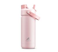 POWCAN Bouteille d'eau isotherme de 532 ml avec paille 2 en 1 et couvercle à bec verseur, garde au froid 24 h, anti-fuite, s'adapte au porte-gobelet de voiture, bouteille d'eau en acier inoxydable