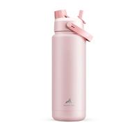 POWCAN Bouteille d'eau isotherme de 946 ml avec paille 2 en 1 et couvercle à bec verseur, garde au froid 24 h, anti-fuite, sans BPA, bouteille d'eau à double paroi en acier inoxydable pour sport, gym