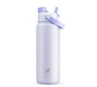POWCAN Bouteille d'eau isotherme de 950 ml avec paille 2 en 1 et couvercle à bec verseur, garde au froid 24 h, anti-fuite, sans BPA, bouteille d'eau à double paroi en acier inoxydable pour sport, gym