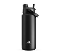 POWCAN - Bouteille isotherme de 950 ml avec paille 2-en-1 et couvercle à bec verseur, garde le froid pendant 24 h, étanche, sans BPA, bouteille d’eau en acier inoxydable à double paroi pour le sport