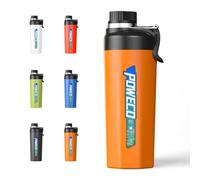 poweco Bouteille d'eau isotherme de 532 ml avec infuseur à thé, coque en ABS durable et intérieur en céramique, gobelet à café étanche et résistant aux chocs (orange)