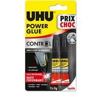 Power Glue Liquide Control-Colle Instantanée,Ultra Rapide Et Forte,Technologie Anti-Goutte,Sans Solvants,Transparente,Tubes 2x3g