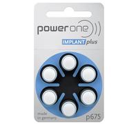 Power One 675 Implant Plus Batterie pour appareils auditifs Cochlear Bleu + Boîte de rangement pour 2 piles auditives