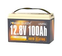 Power Queen 12V 100Ah Auto-Heating LiFePO4 Batterie, avec 100A BMS, Support Low Temp. 4°F/-20°C, batterie au lithium-fer avec 4000+ cycles, parfaite pour les camping-cars et les systèmes hors réseau.…