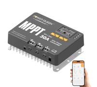 Power Queen 12V/24V 30A MPPT Régulateur de Charge Solaire avec Écran LCD | Bluetooth, PV Puissance d'entrée Max:12V/450W 24V/900W, Efficacité de Suivi 99%+, pour LiFePO4/Lithium/Lead Acid(FLD/SEL/GEL)
