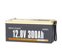Power Queen 12V 300Ah LiFePO4 Batterie, 3840Wh Integriertes 200A BMS, Lithium Batterie Leistung, 4000-15000 Tiefzyklen, 10 Jahre Lebensdauer, Perfekt für Solar, Wohnmobil, Yachten, Off-Grid