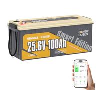 Power Queen 24V100Ah Batterie Lithium Bluetooth LiFePO4 avec 100A BMS, 4000 Cycles, 2560Wh, pour Moteur de Bateau Electrique 70~100lbs, Camping Cars, Caravane, Stockage Domestique, Système Off-Grid