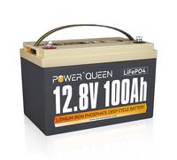 Power Queen Batterie Lithium 12V 100Ah LiFePO4 BMS 100A Pour Off-Grid Solaire