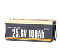 Power Queen Batterie Lithium 24V 100Ah, 2560Wh d'énergie pour Camping-Car | BMS 100A, 4000~15000 Cycles, 20+ Protection BMS, IP65 Étanche, 10 Ans de Vie Utile, pour Caravane, Marine, Système Solaire