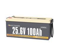 Power Queen Batterie Lithium 25,6V 100Ah Batterie LiFePO4 avec BMS 100A & Marine
